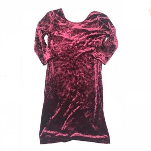 Red crushed velvet, form fitting dress